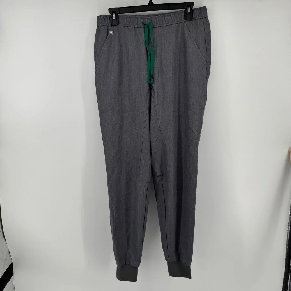 FIGS Zamora Jogger Scrub Pants Men Small Heather Gray MXXSW2004 Green Drawstring